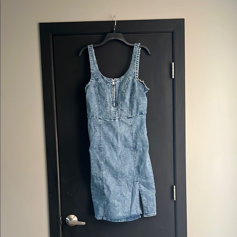 SHEIN Blue Sleeveless Scoop Neck Sheath Mini Dress